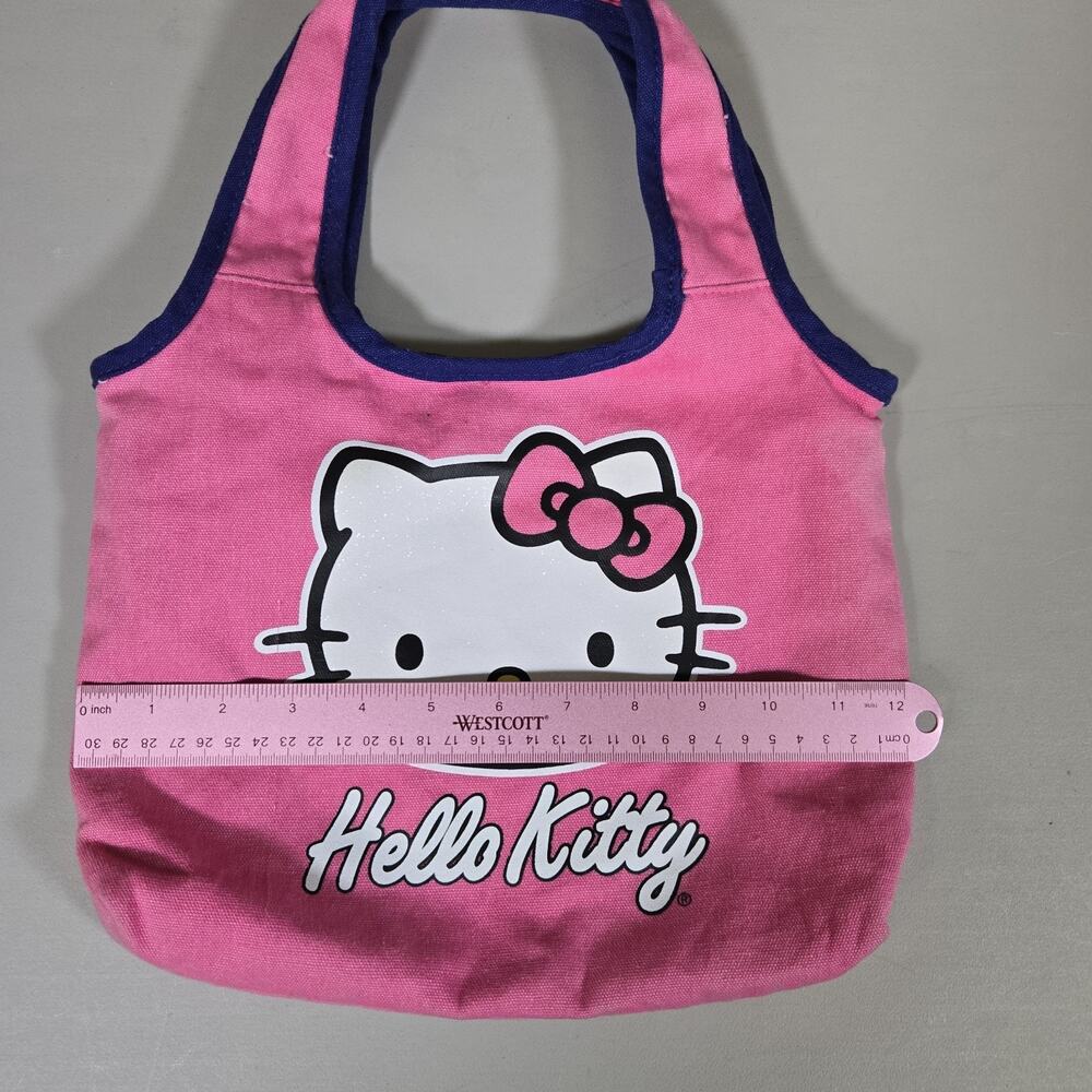 Hello Kitty Pink Canvas Tote Handbag with Snap and Zipped Inside Small Pocket - Picture 8 of 10